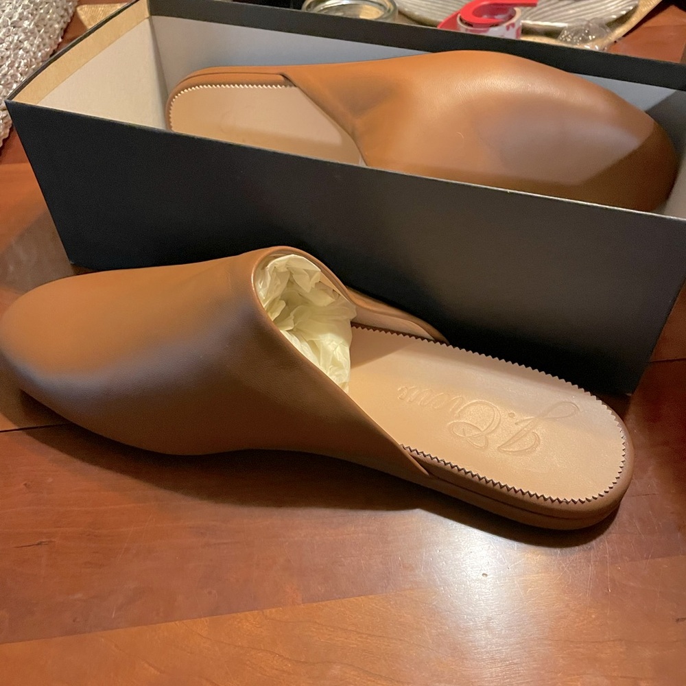 J.Crew slip on leather mules in dark nutmeg size 12